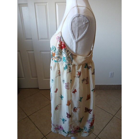 Imaginary Voyage Sleeveless Top Tunic Large Spaghetti Strap Flowy Butterfly - Picture 4 of 13